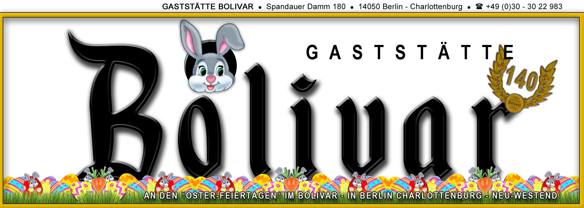 2025, Ostern, Gaststätte, Lokal, Restaurant, Kneipe, Berlin, Charlottenburg, Westend, Bolivar, essen
