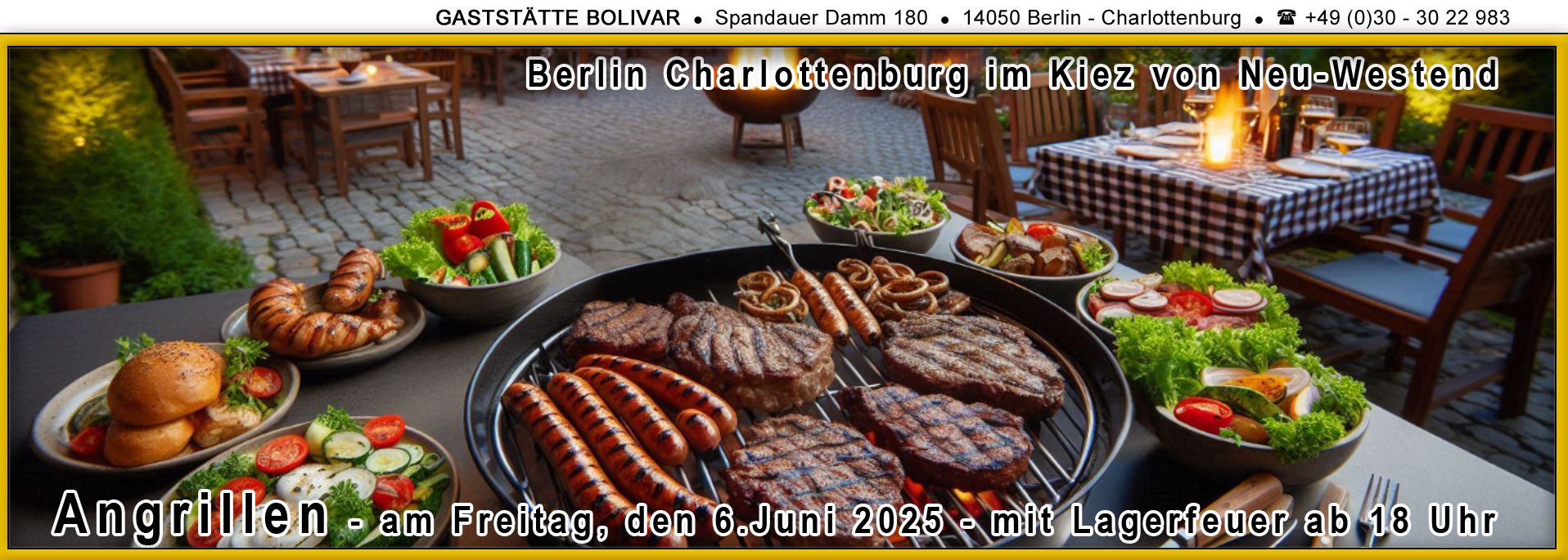 6. Juni 2025 - Großes Angrillen am Freitag vor Pfingsten Gaststätte Bolivar - Lagerfeuer ab 18 Uhr