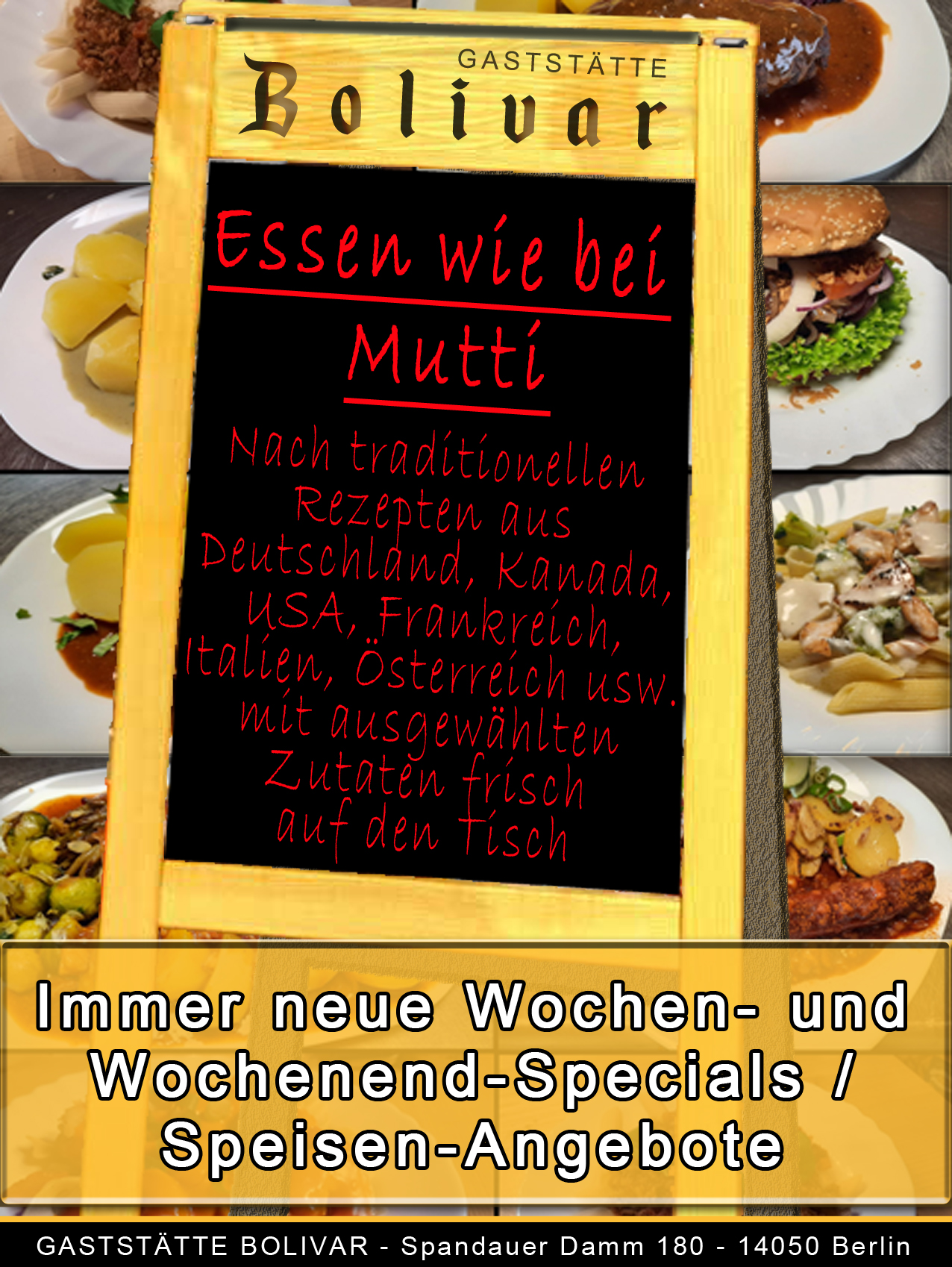 Was unsere Küche für jung und alt, Paaren und Single an traditionellen, deutschen und internationalen Speisen zu bieten hat - Das Bolivar in Berlin Charlottenburg, im Kiez vom Westend macht VIELES möglich!