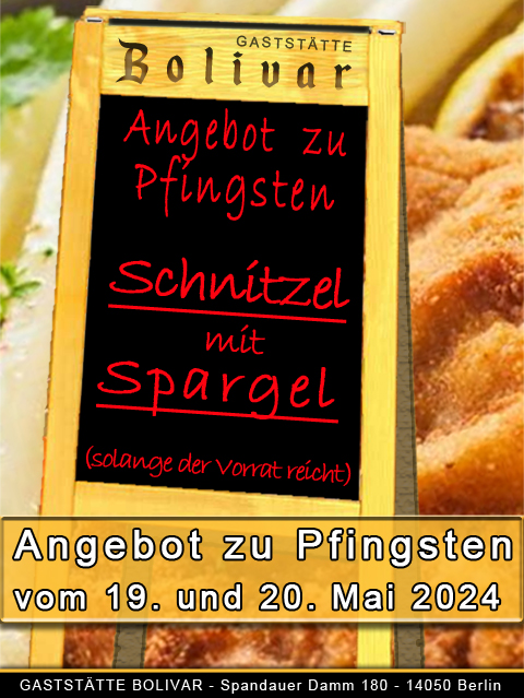 Wochenendspecial am 18., 19. und 20. Mai 2024 - Pfingsten - Samstag, Sonntag und Montag Spargel-Essen! Ein super Angebot