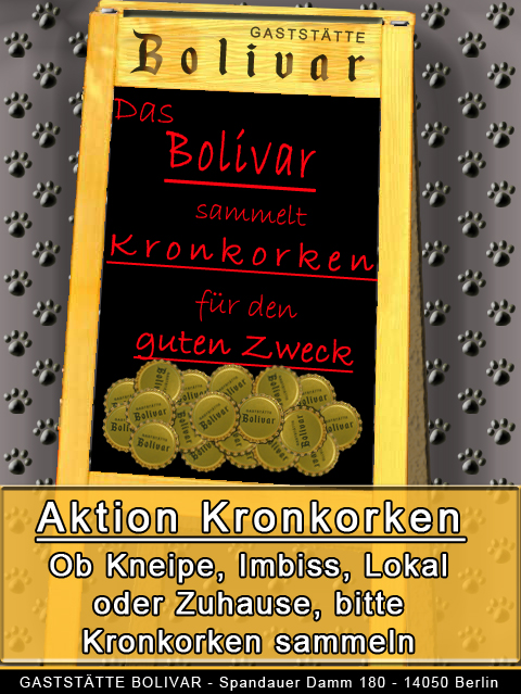 Aktion Kronkorken -  ob Kneipe, Imbiss, Lokal oder Zuhause - bitte sammeln