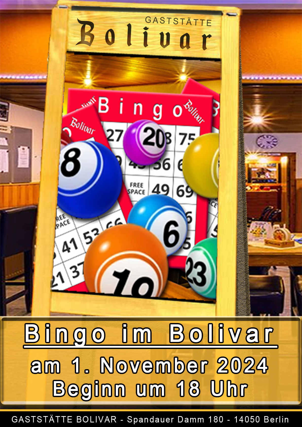 Bingo in Berlin - Charlottenburg - Neu-Westend, am 1. November 2024, ab 18 Uhr