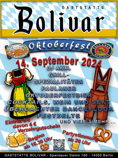 Oktoberfest 2024, am 14. September 2024 im Bolivar, in Berlin - Charlottenburg - Westend - mit Tanz